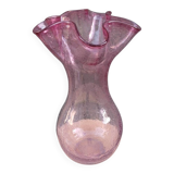 Pink bubble glass corolla vase