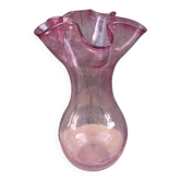Vase corolle en verre bulle rose 
