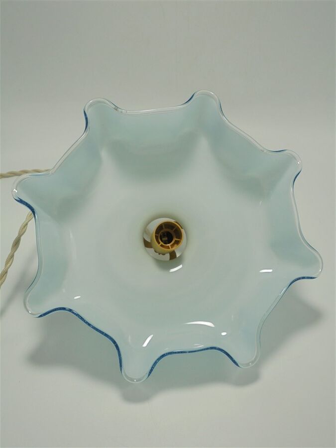 Blue opaline hanging lamp