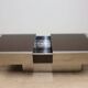 Vintage glass and aluminum bar coffee table, 1970