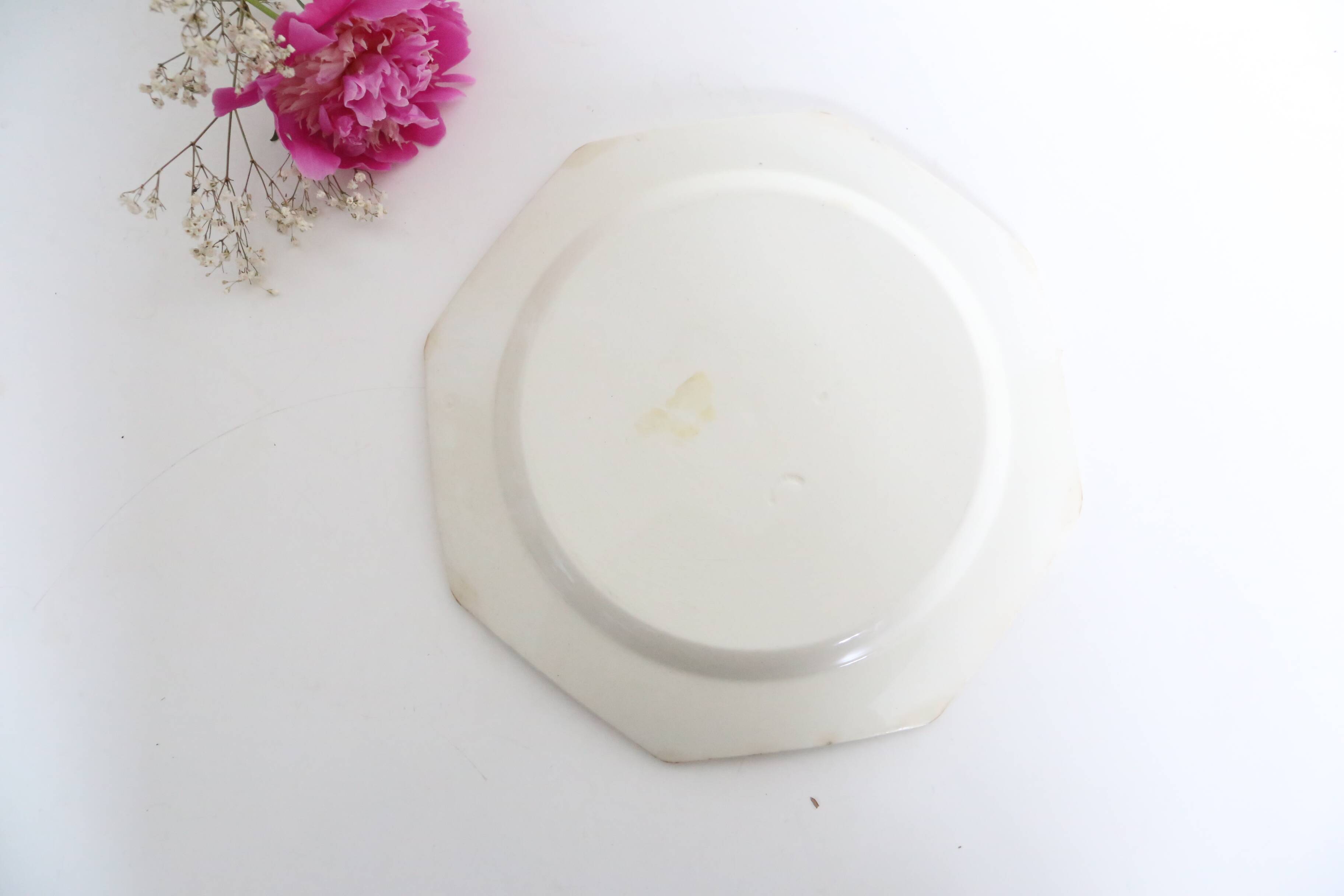 Creil and Montereau plates, 19th century, Perle model, ivory / lot 1