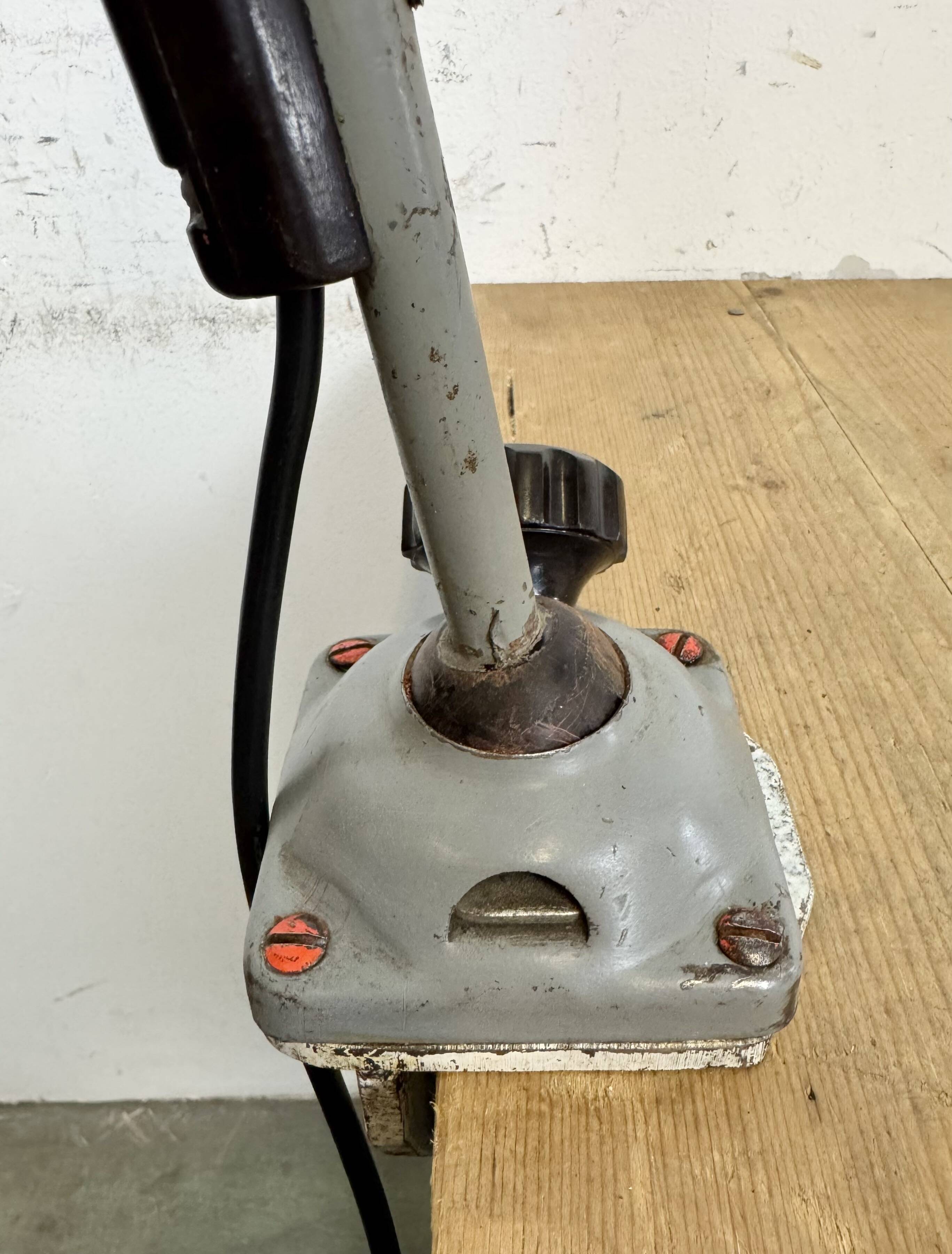 Large Grey Industrial Workshop Table Lamp, 1960s