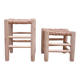 2 Tabouret en cuir et bois clair