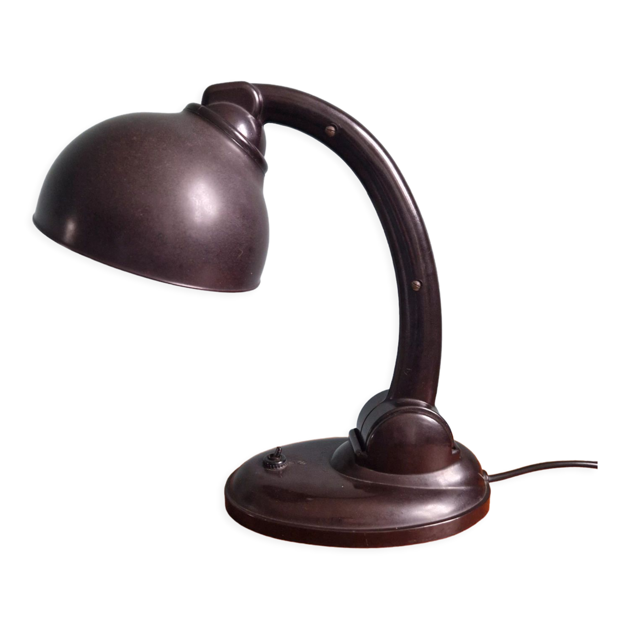 Brown Bakelite desk lamp, Eric Kirkman Cole, 1930s