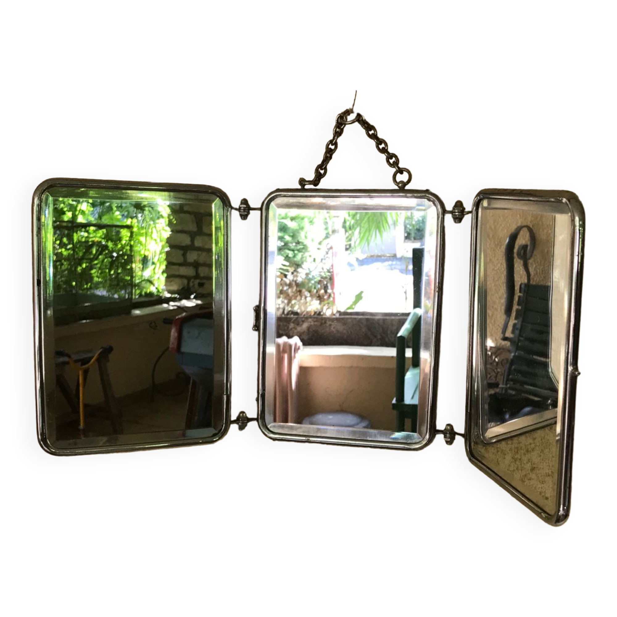 Miroir barbier tryptique