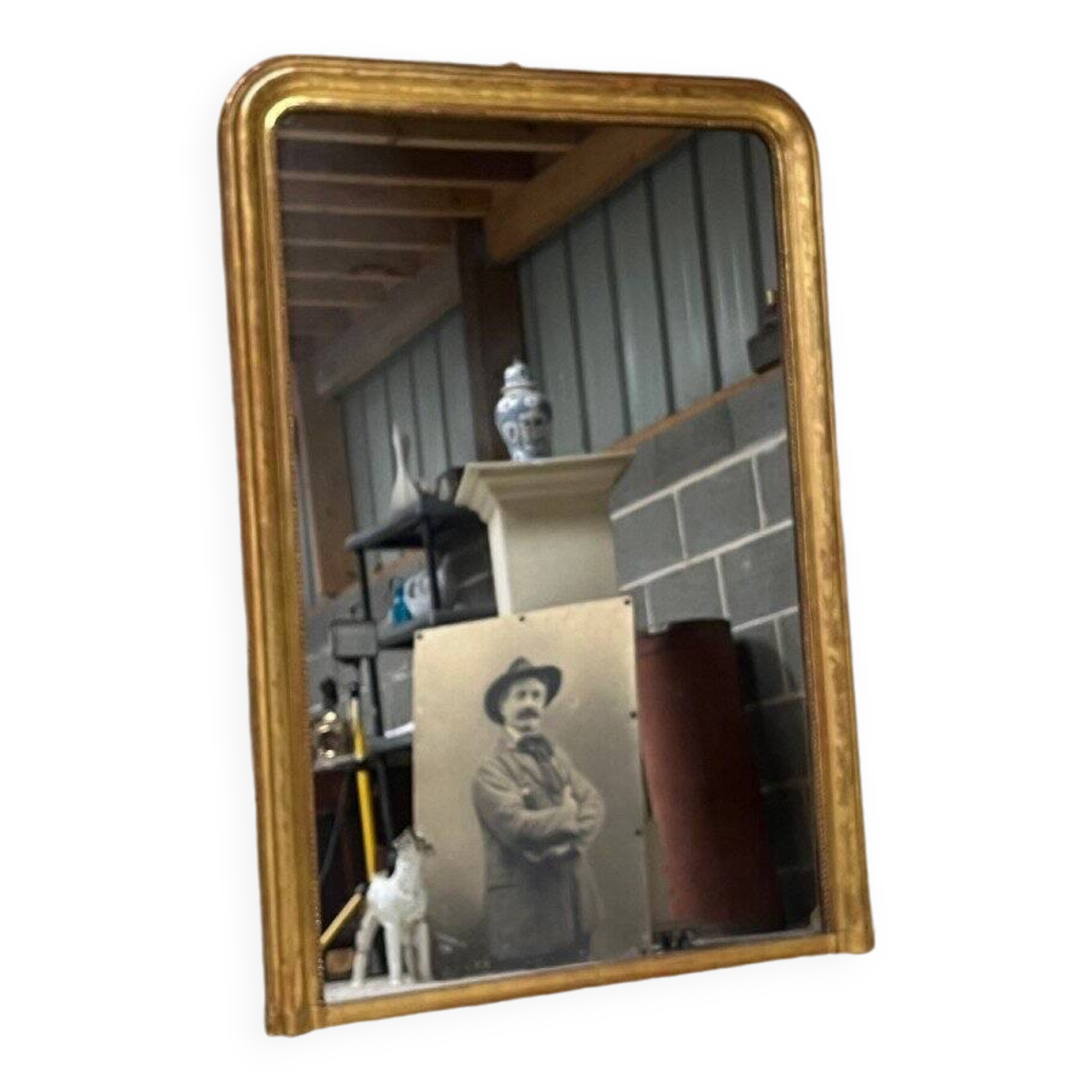 Large Louis Philippe Style Gilded Stucco Fireplace Mirror