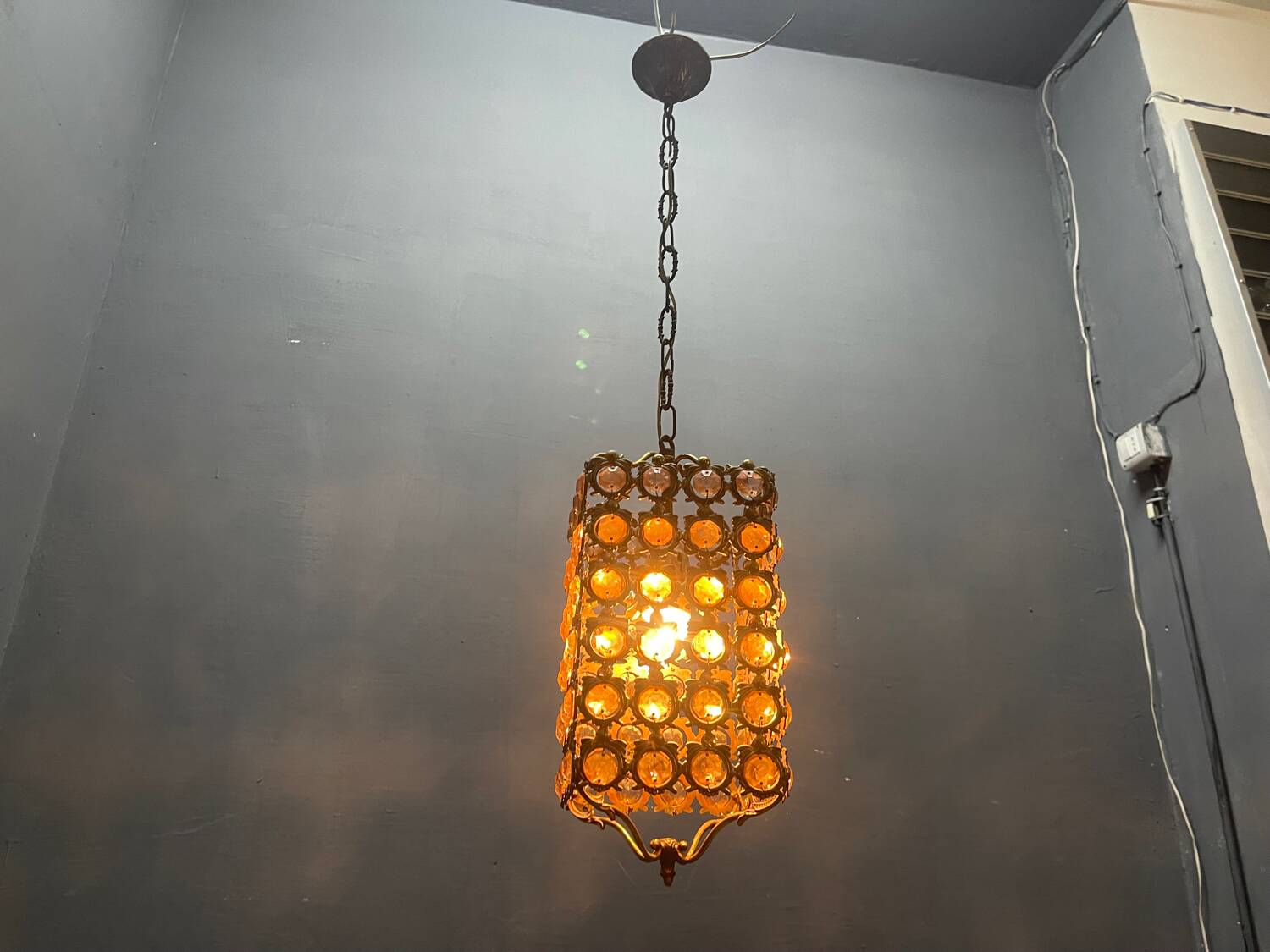 Bronze Pink Crystal Light Pendant 1960’s
