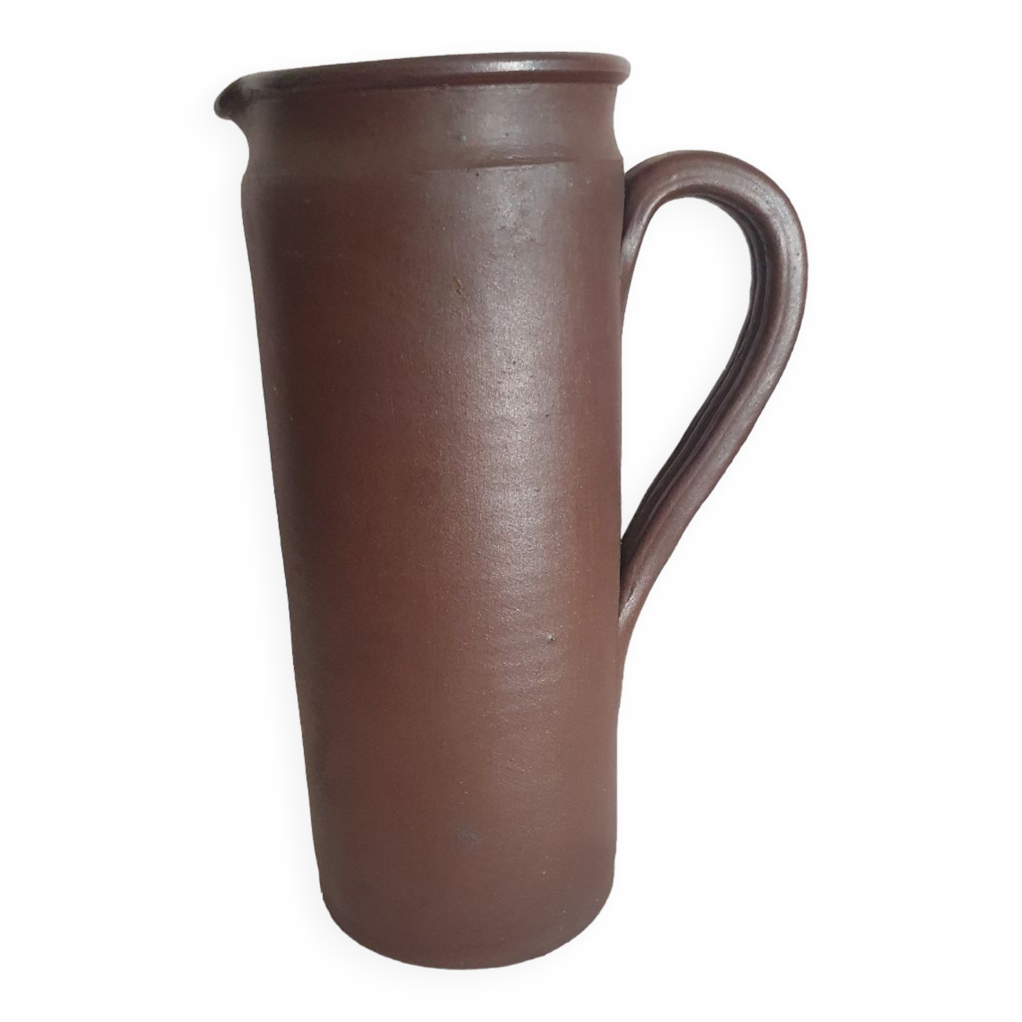 Vintage enameled stoneware pitcher signed