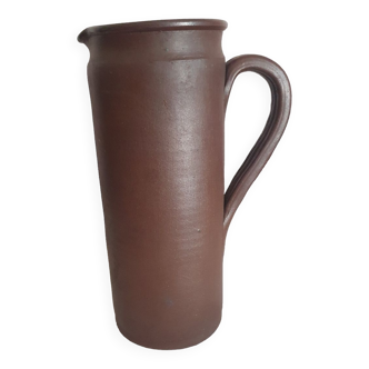 Vintage enameled stoneware pitcher signed
