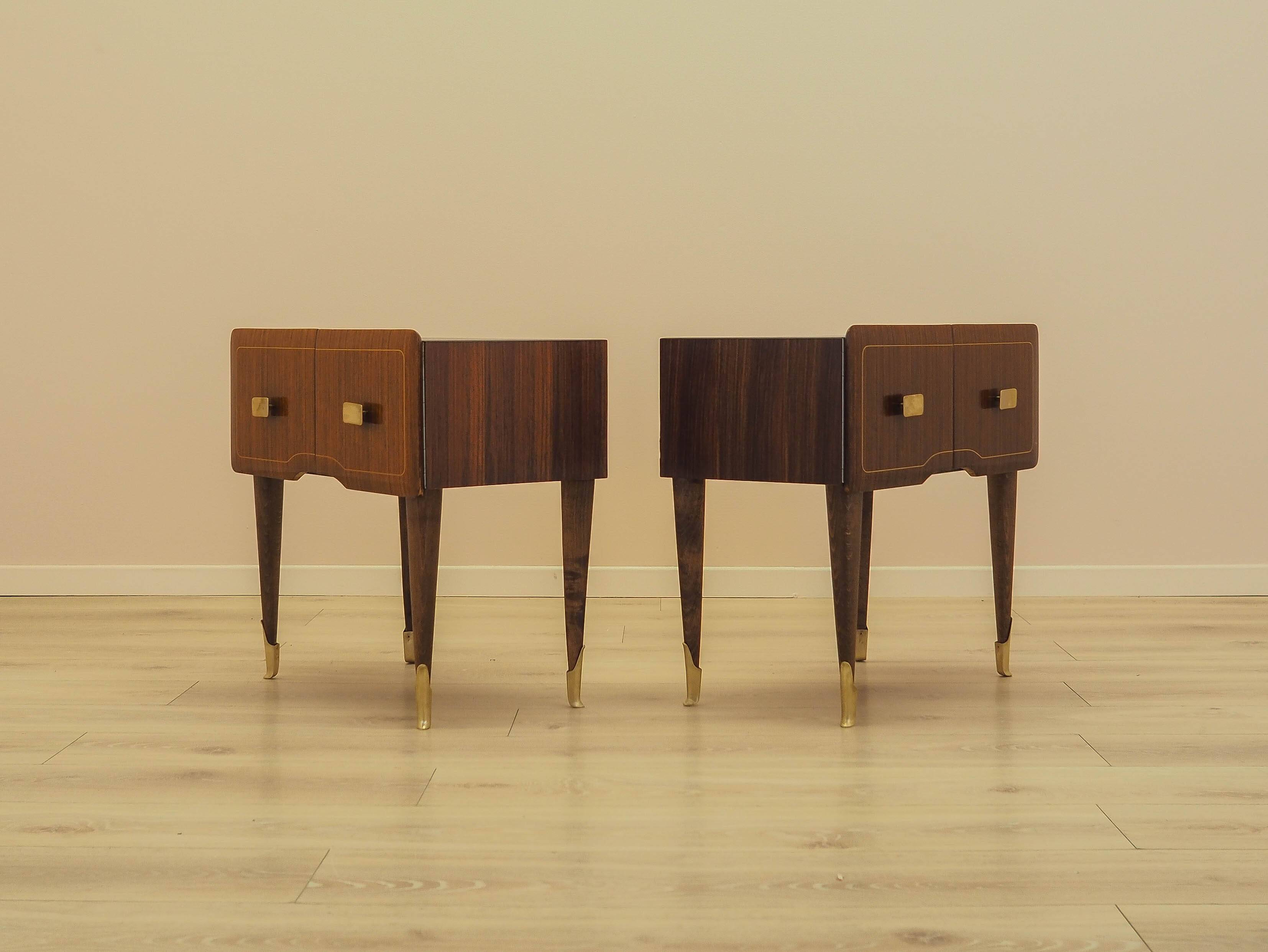 Two Bedside Cabinets, Mahogany Veneer, Italy, 1970s