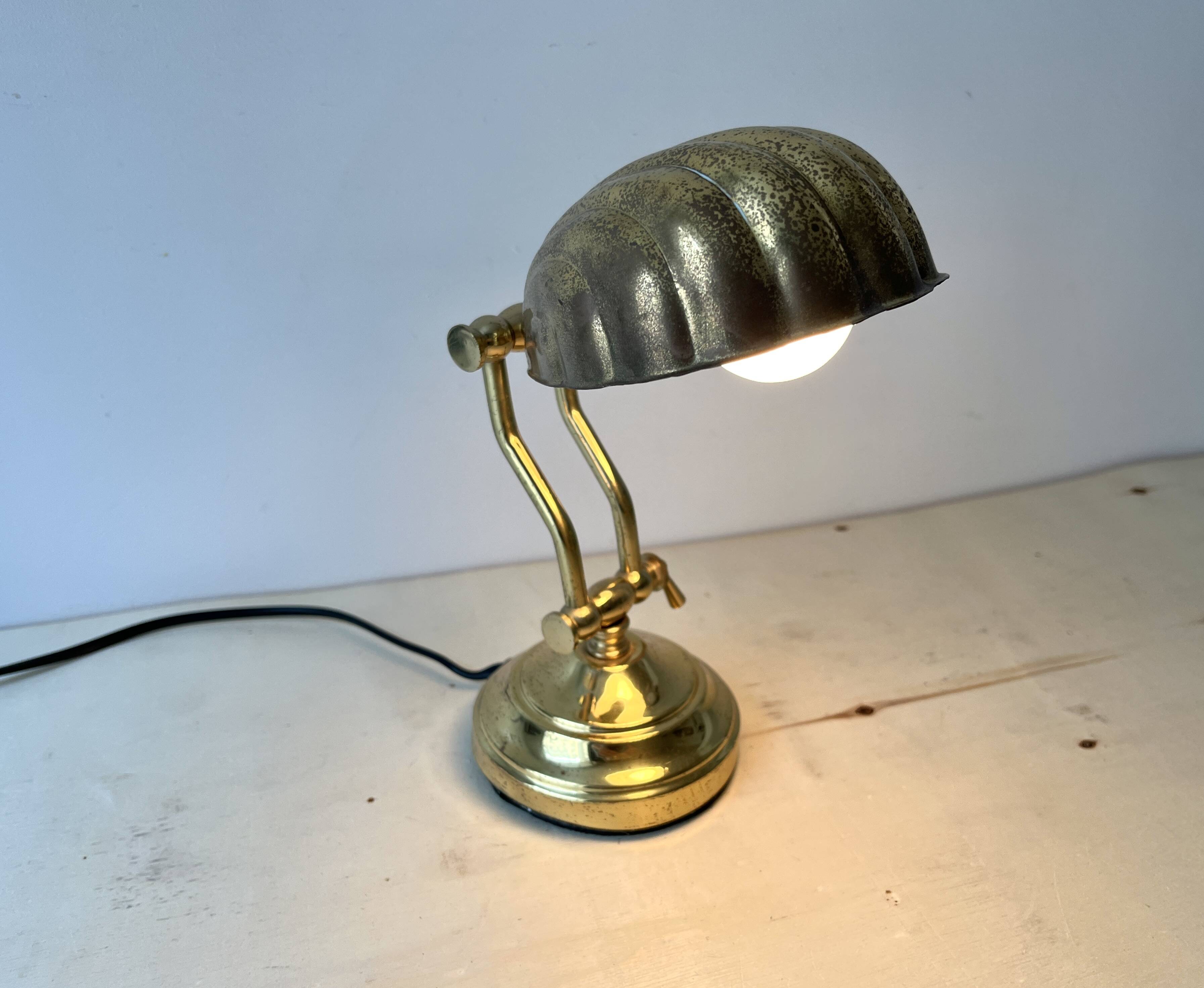 1950s brass "shell" desk lamp, vintage lighting