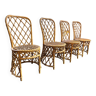 Lot de 4 chaises en osier 1950