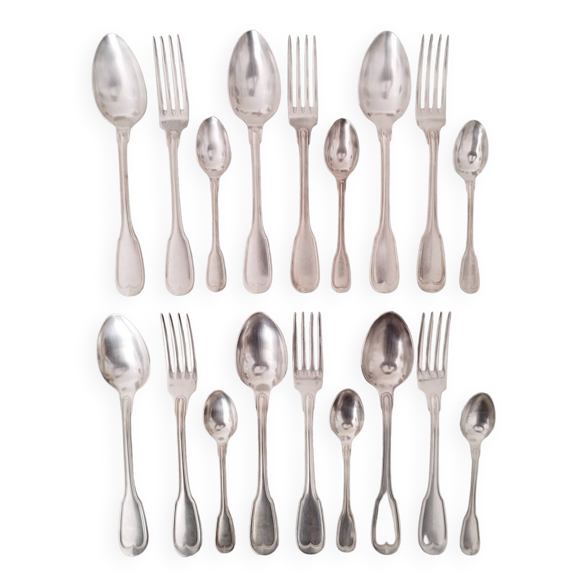 Silver metal cutlery spoons forks small spoons
