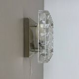 Small Cubic Textured Glass Wall Light in the Style of Orrefors, Germany, 1970s