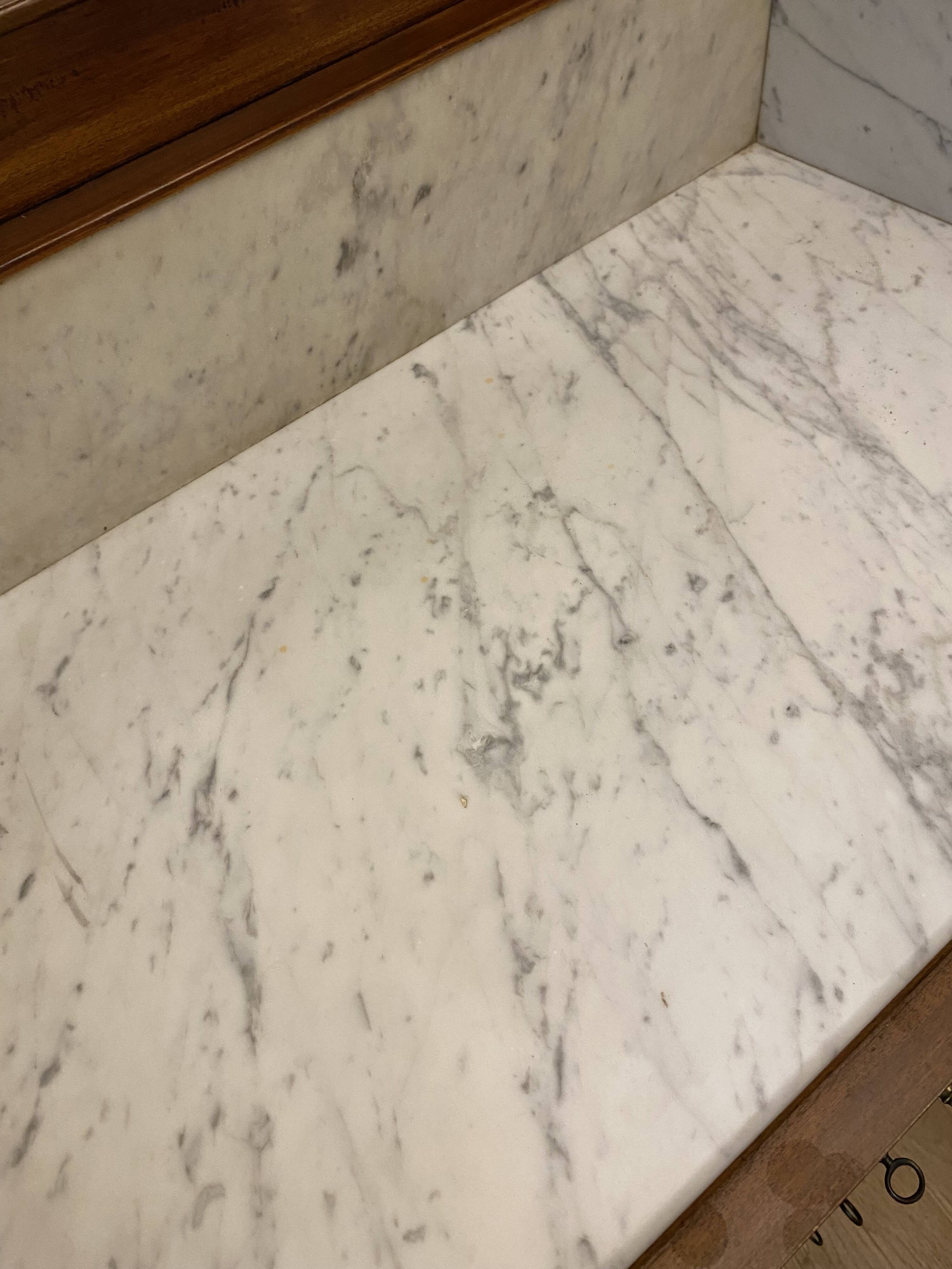 Antique Napoleon III toilet in walnut burl and marble