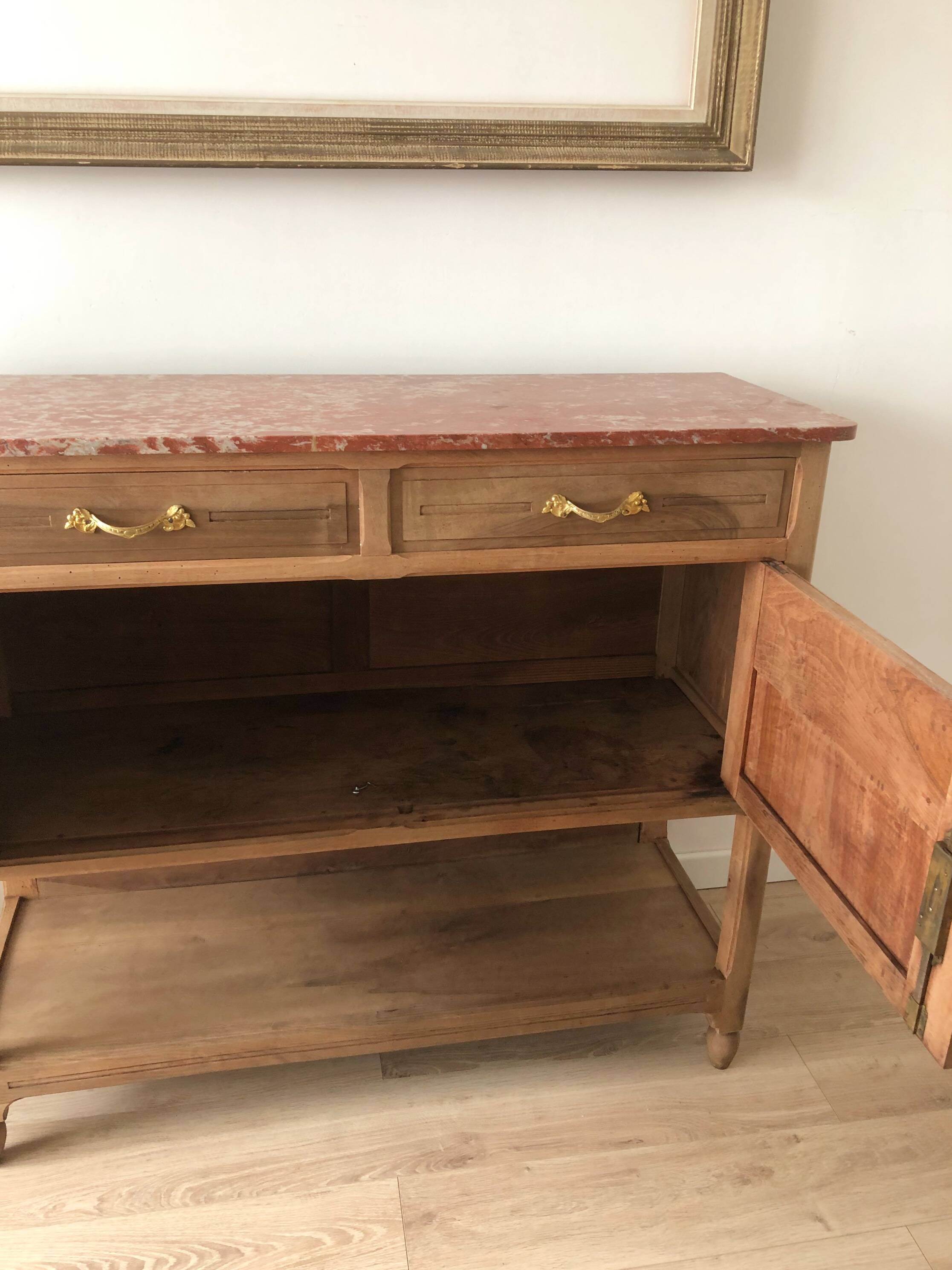 Vintage solid wood sideboard / serving trolley, Art Deco style
