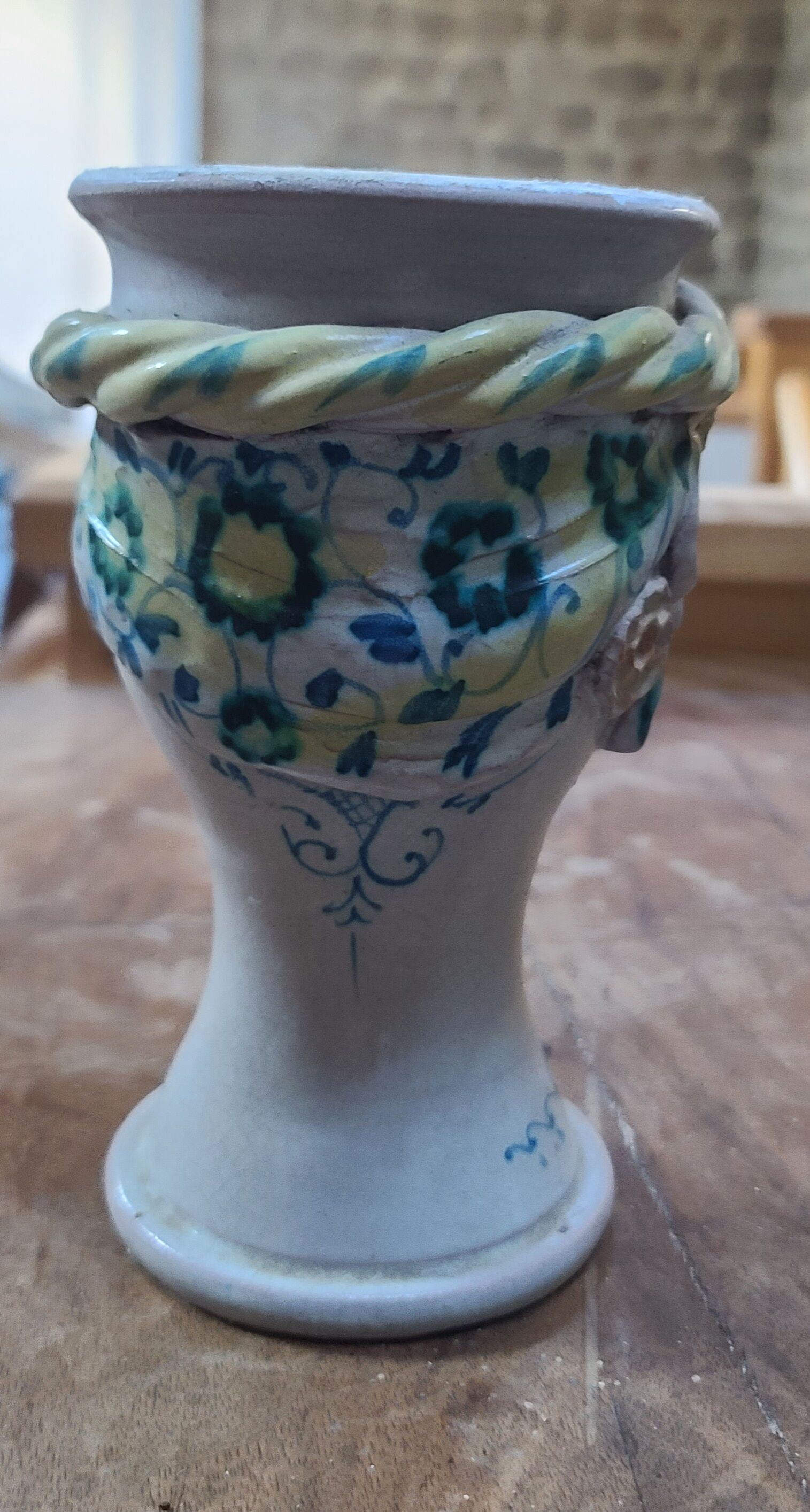 🏺 Bust vase head of a woman — Crackled earthenware — Digoin-S Manufacture