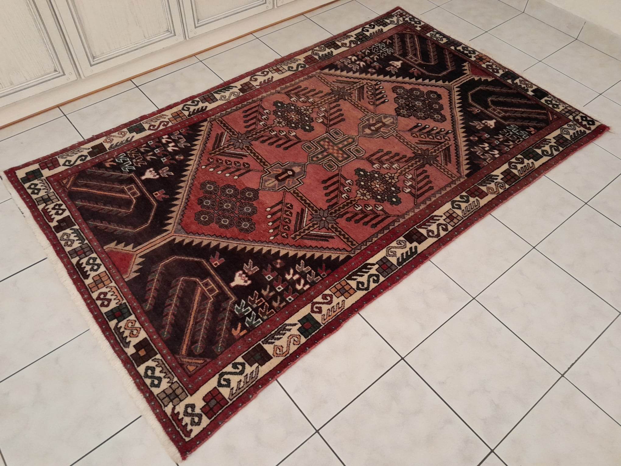 Handmade Persian Hamadan rug 215x130cm