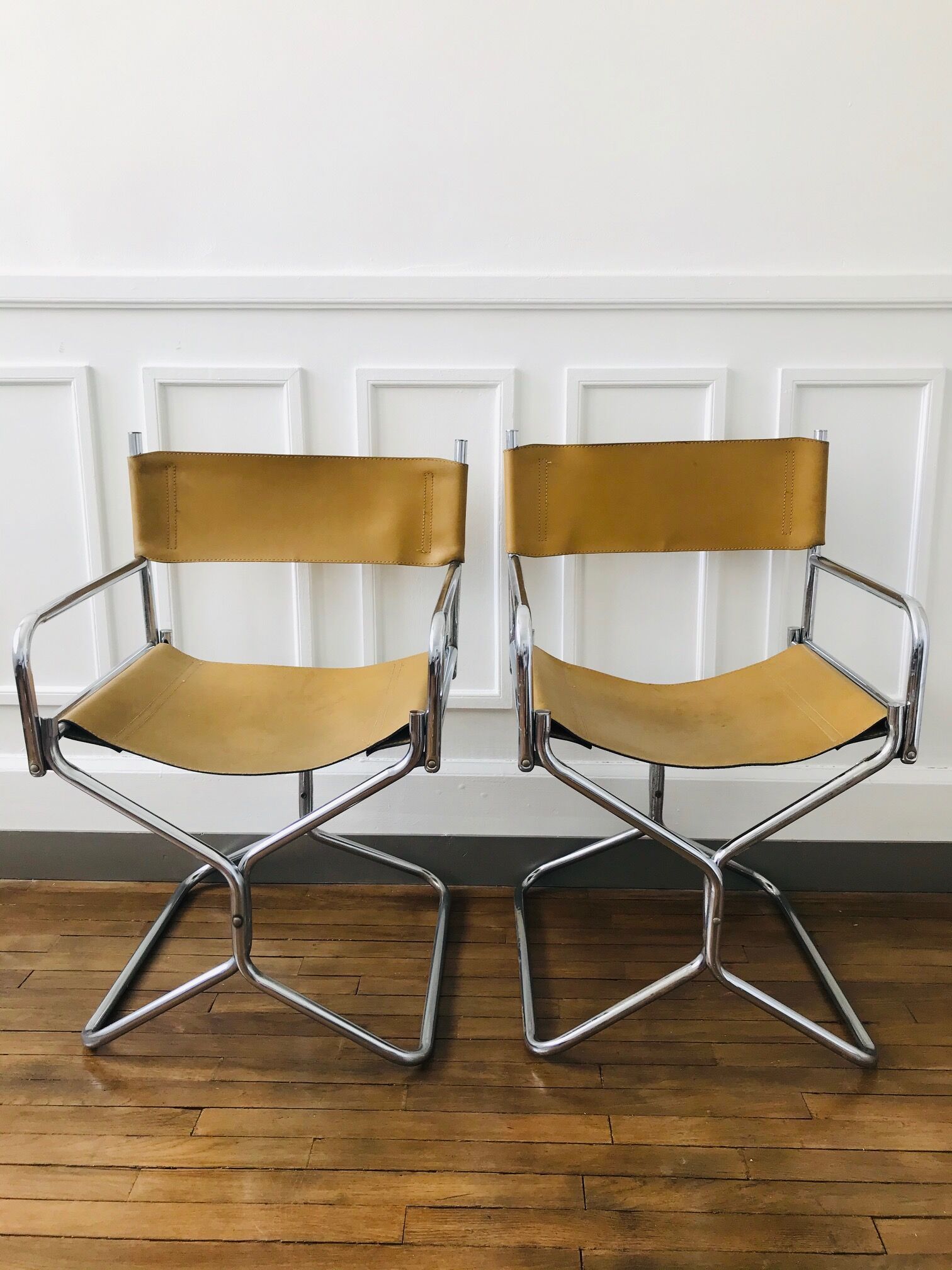 Pair of Lafuma armchairs in 1970s brown skai