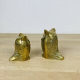 Pair of owls/owls in golden brass