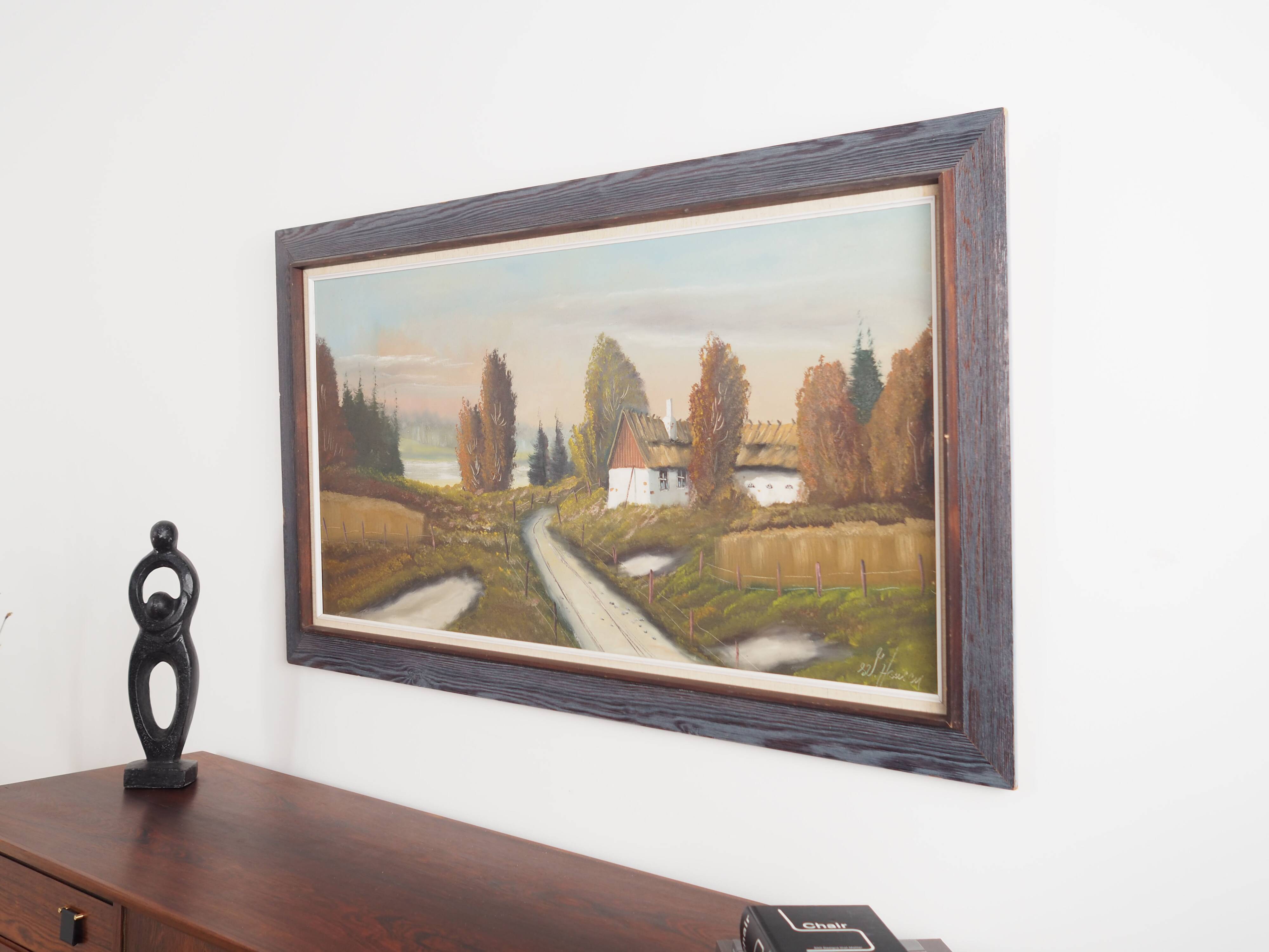 Painting „The Farmhouse on the Side”, Scandinavian design, 1970s