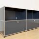 USM Haller sideboard, medium grey RAL 7004, 4 compartments with 2 flaps, Switzerland, 2000s