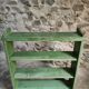 Vintage open pine shelf, original sage green paint, circa 1900–1930.