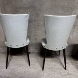 Set of 6 Baumann Essor model chairs in white imitation leather
