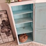 White hosiery cabinet renovated blue interior