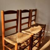 Set of 3 vintage straw chairs