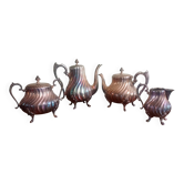 VICTOR SAGLIER - Tea & coffee service - silver-plated wavy Art Nouveau