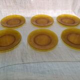 Dessert plates old amber flowers vintage lot of 6