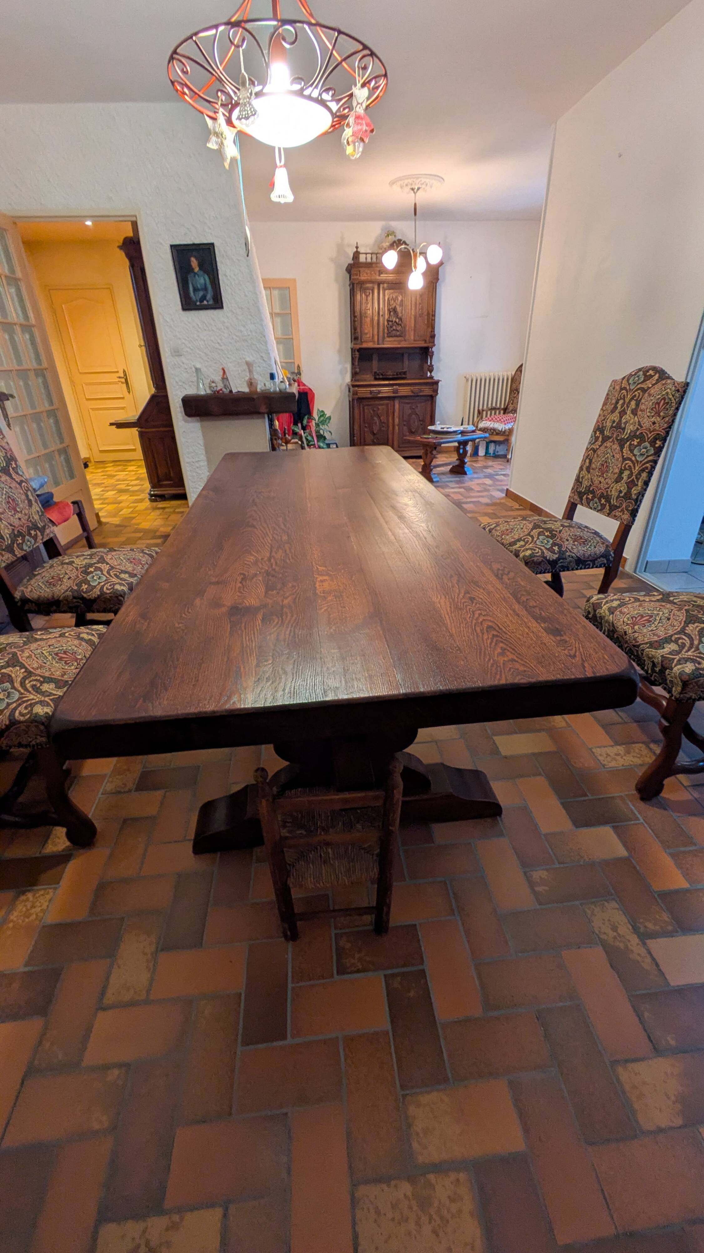 Large monastery table in solid oak