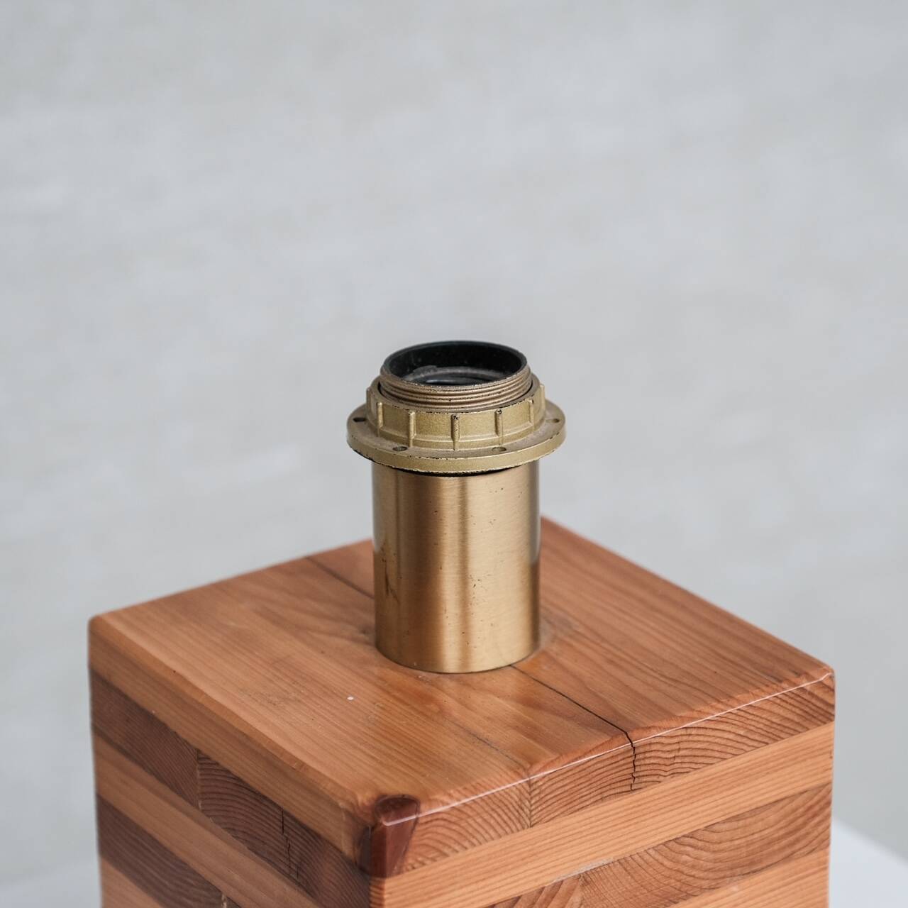 Pine Mid-Century Square Italian Mid-Century Table Lamp