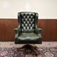 Large English Chesterfield Desk Chair Green