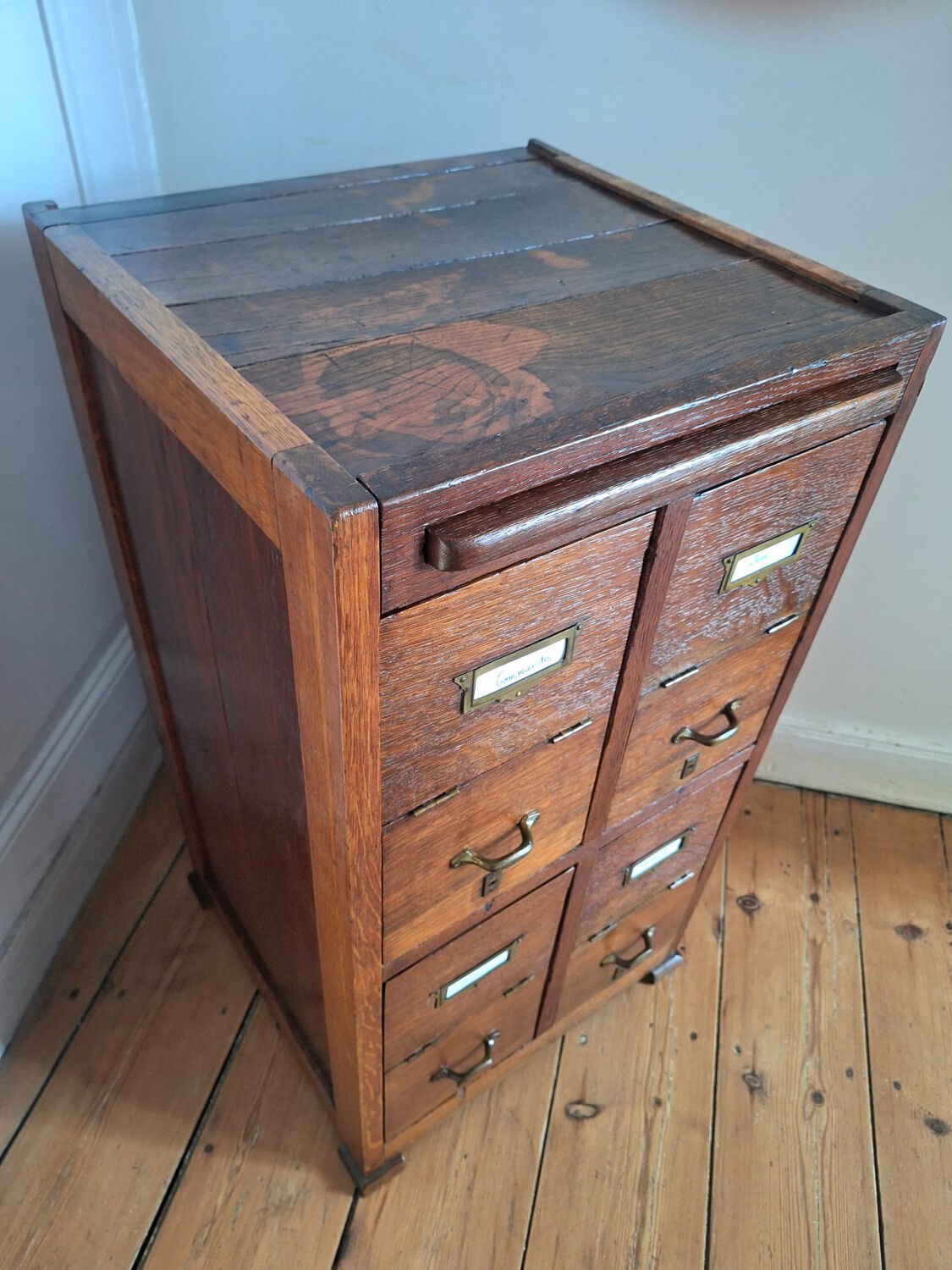 Vintage workshop furniture, antique secretary desk.