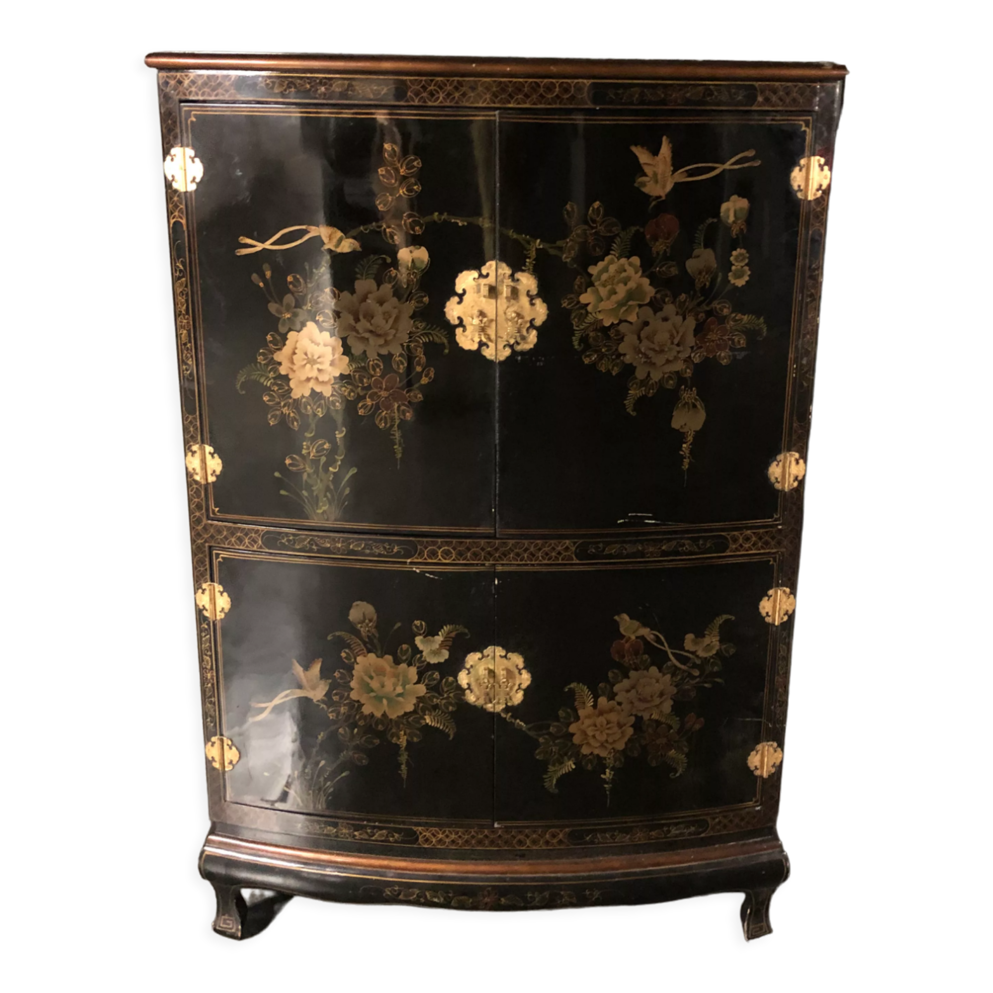 Chinese lacquered sideboard signed