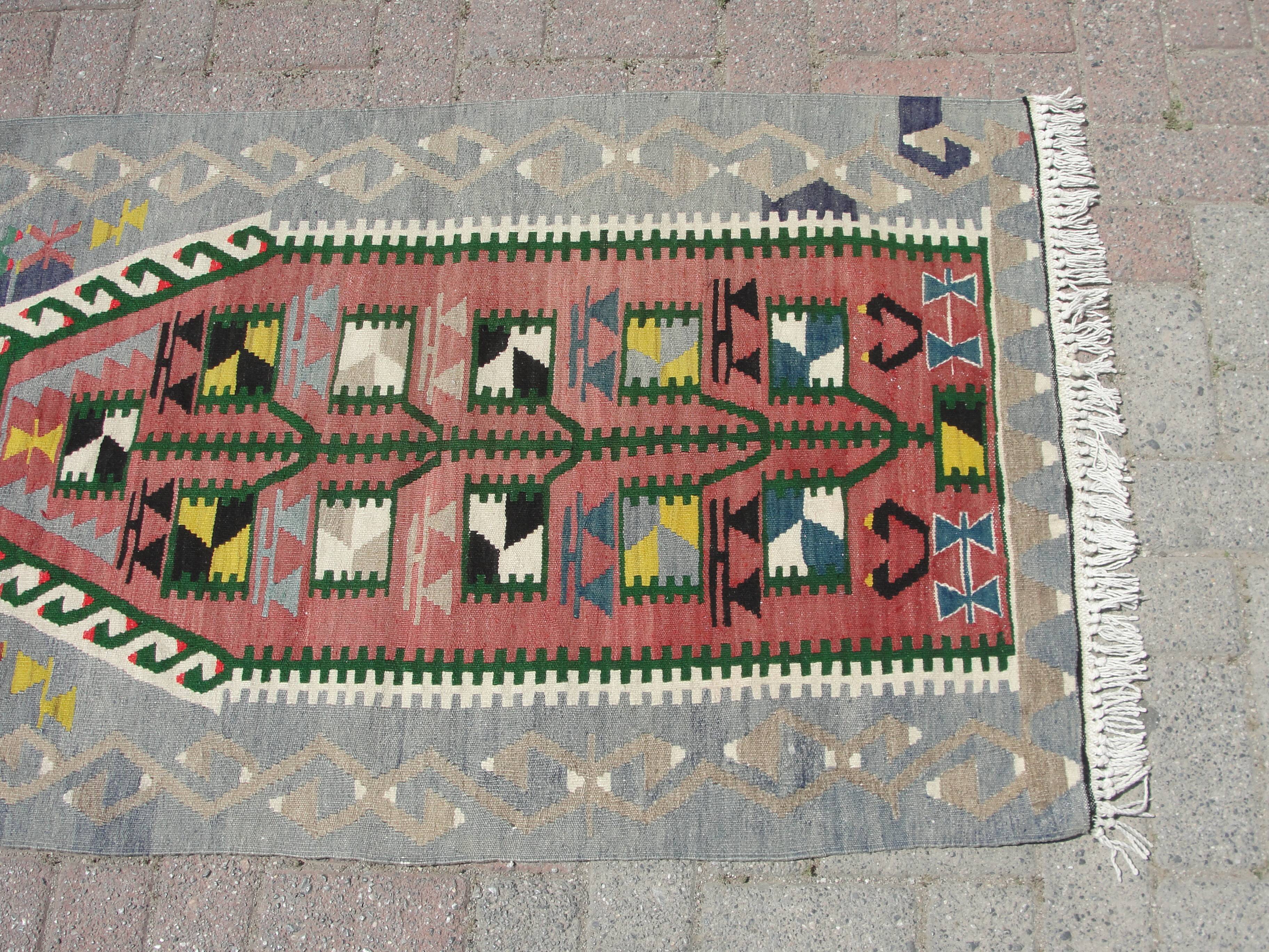 Small handmade area kilim rug carpet
