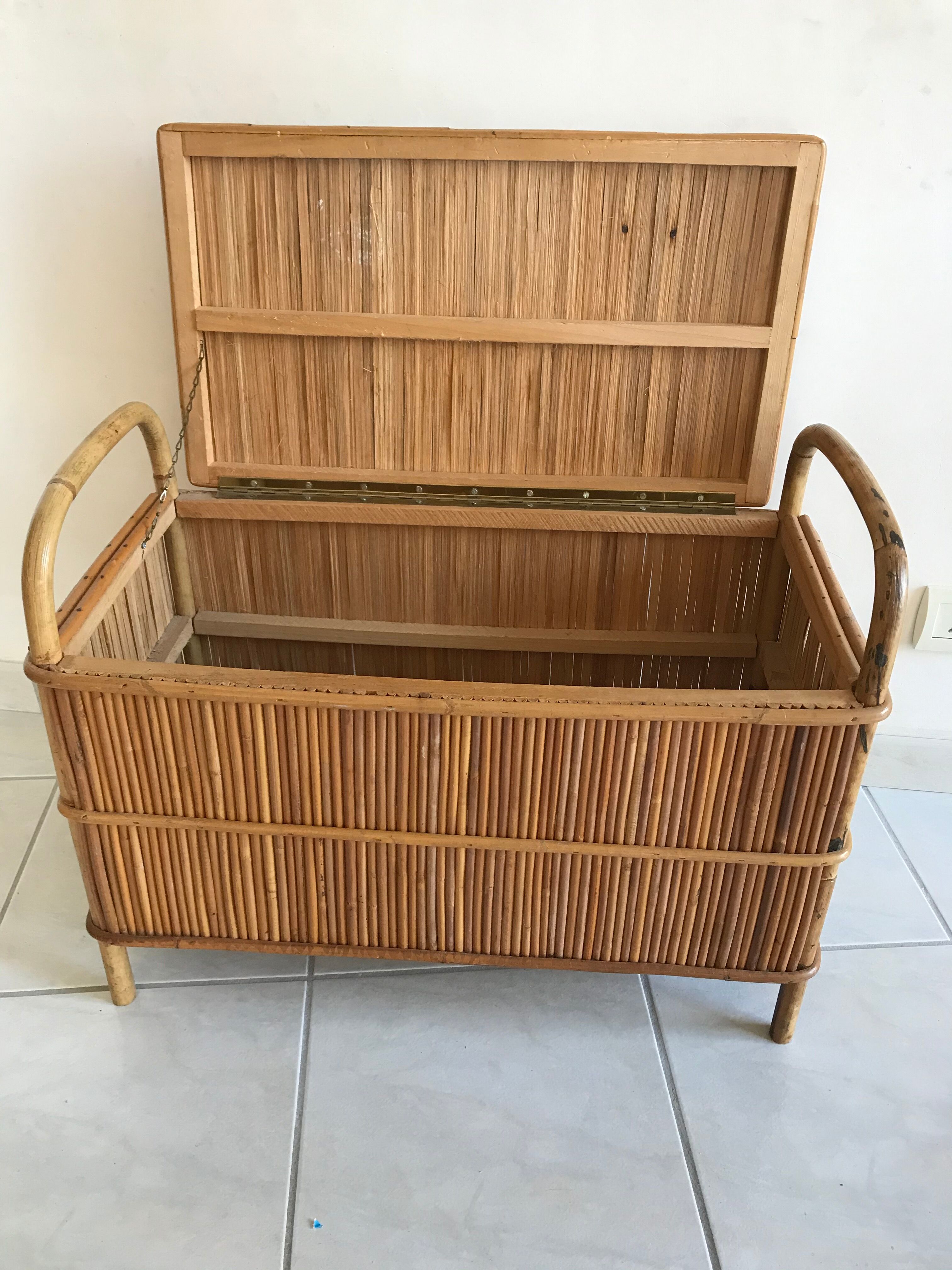 Vintage bamboo rattan chest from the 60s