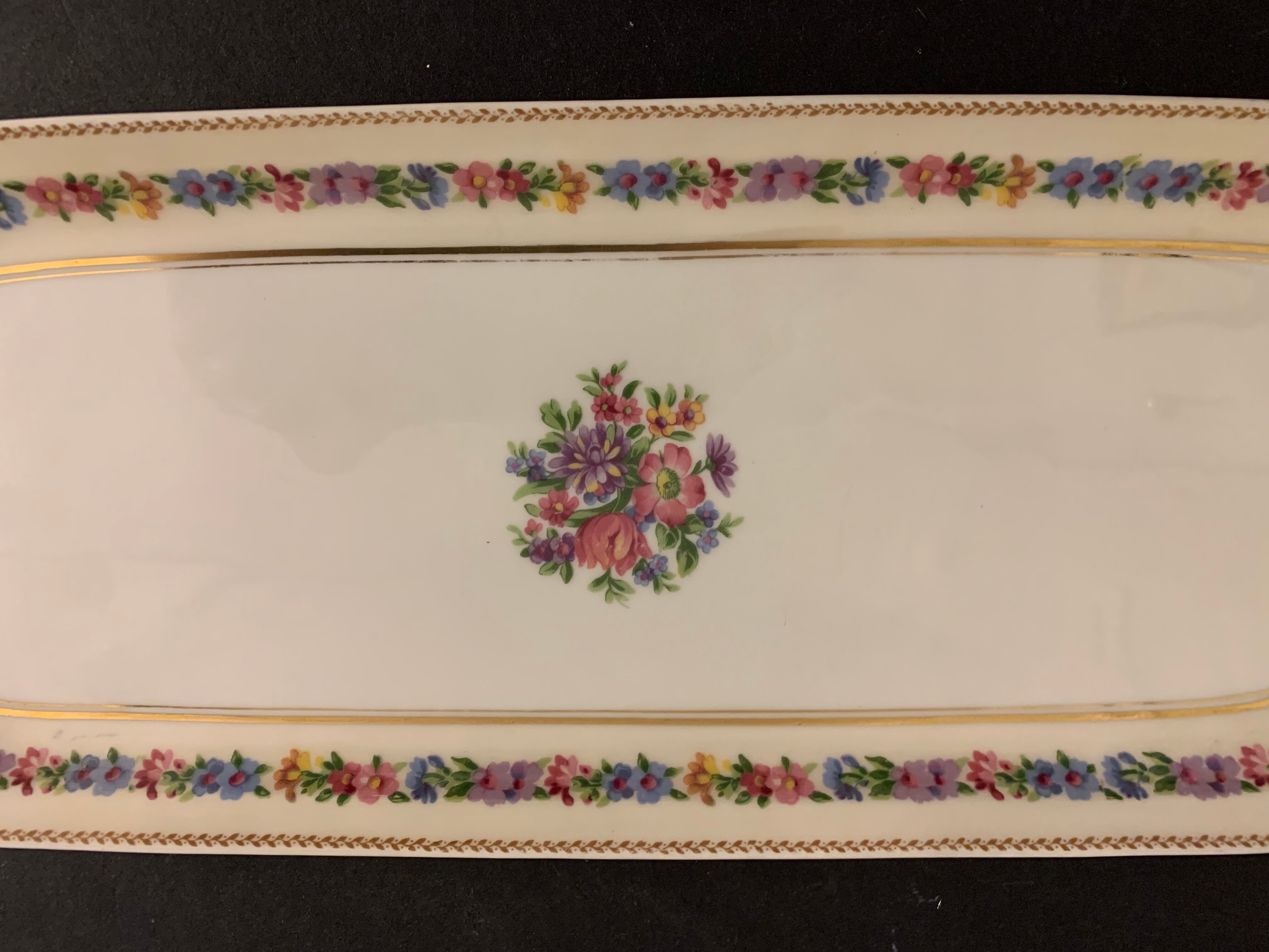 Chocolate cake dish Raynaud Limoges floral decoration
