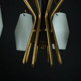 Mid-century chandelier with eight opaline glass shades