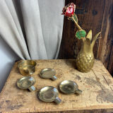 Individual brass ashtrays with storage support