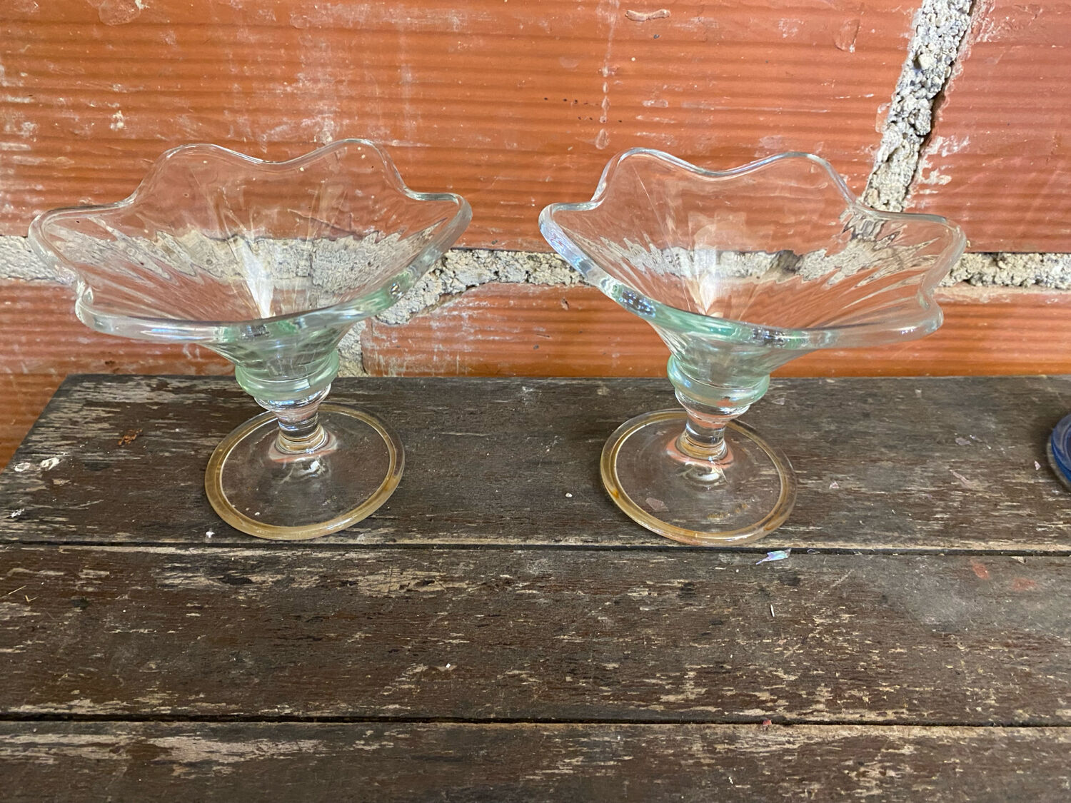Set of 6 Ice Cream Bowls Design LA ROCHERE Coloured Glass France #D848
