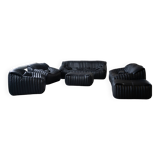 Black Leather Sandra Sofa Set by Annie Hieronimus for Ligne Roset, 1973, Set of 6