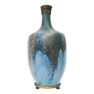 Vase, soliflore vintage en grès flammé Denbac