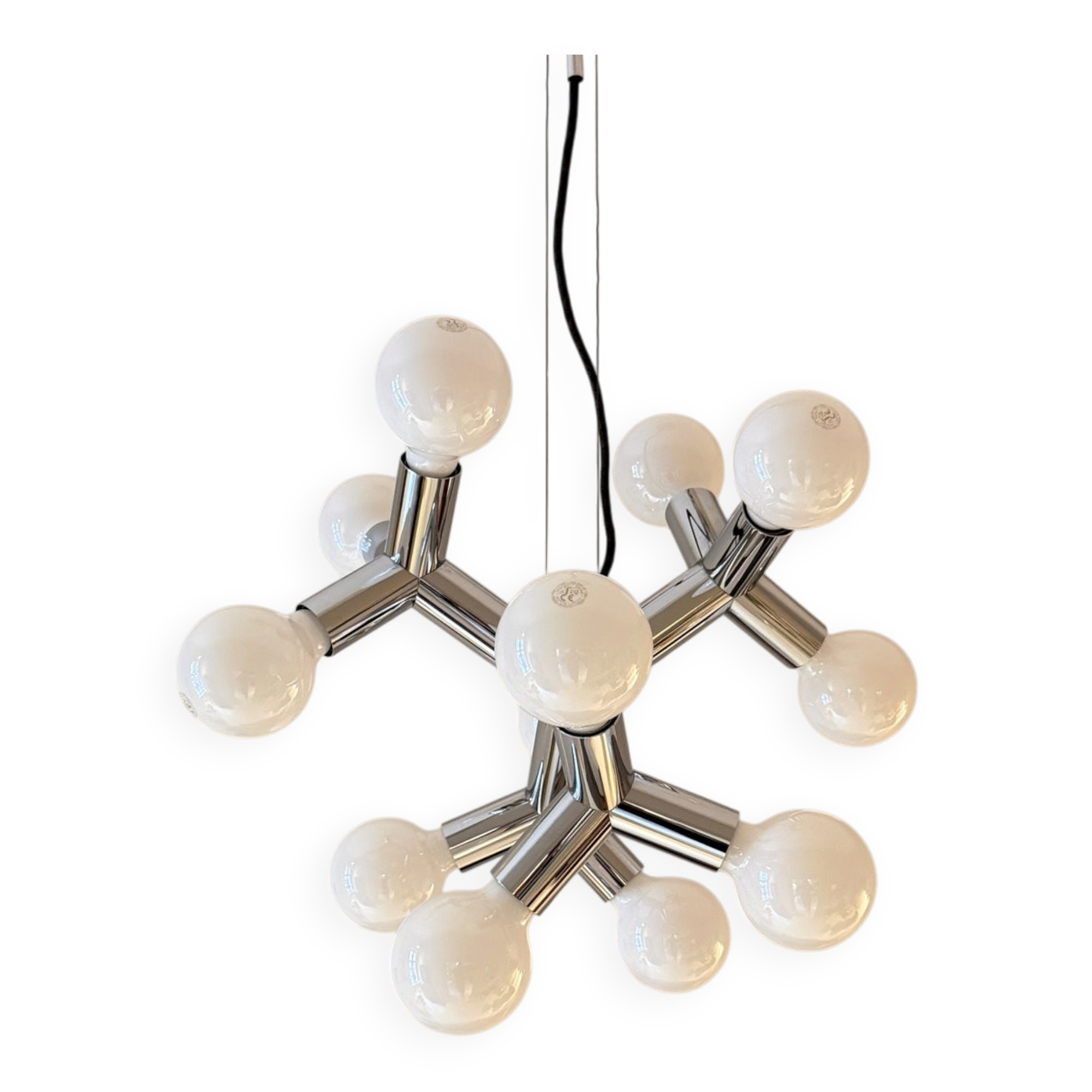 Space Age Atomic Chrome Chandelier by J.T. Kalmar, Germany, 1970