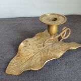 Antique bronze ivy leaf candle holder
