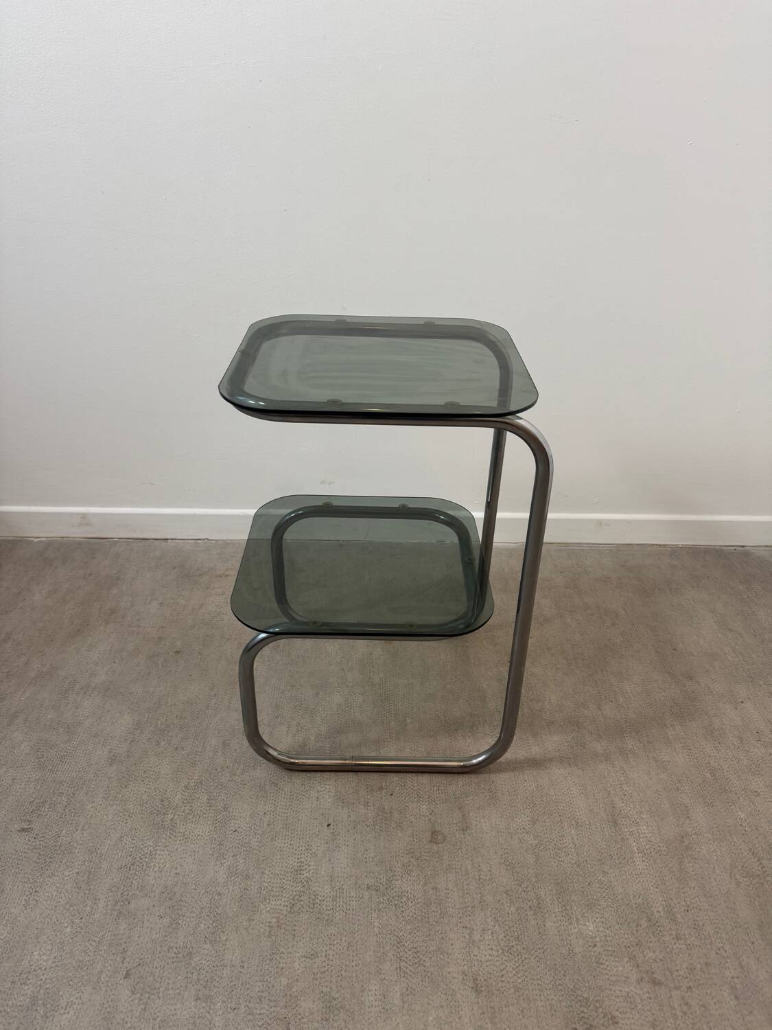 Smoked glass side table - bedside table.