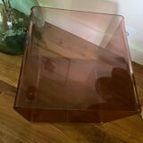 Vintage smoked plexiglass cube by Miche Dumas for Roche Bobois 70s.
