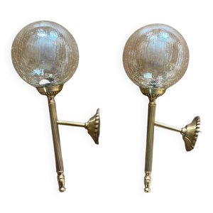 Paire appliques murales - globes verre